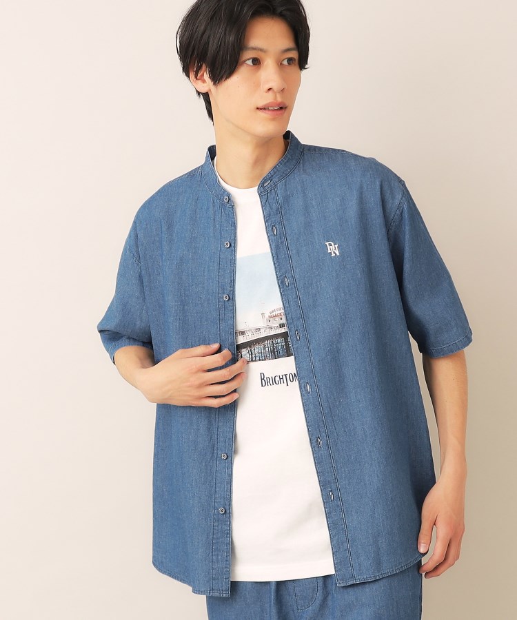 デッサン(メンズ)(Dessin(Men))の綿麻デニムシャツ ブルー(092)
