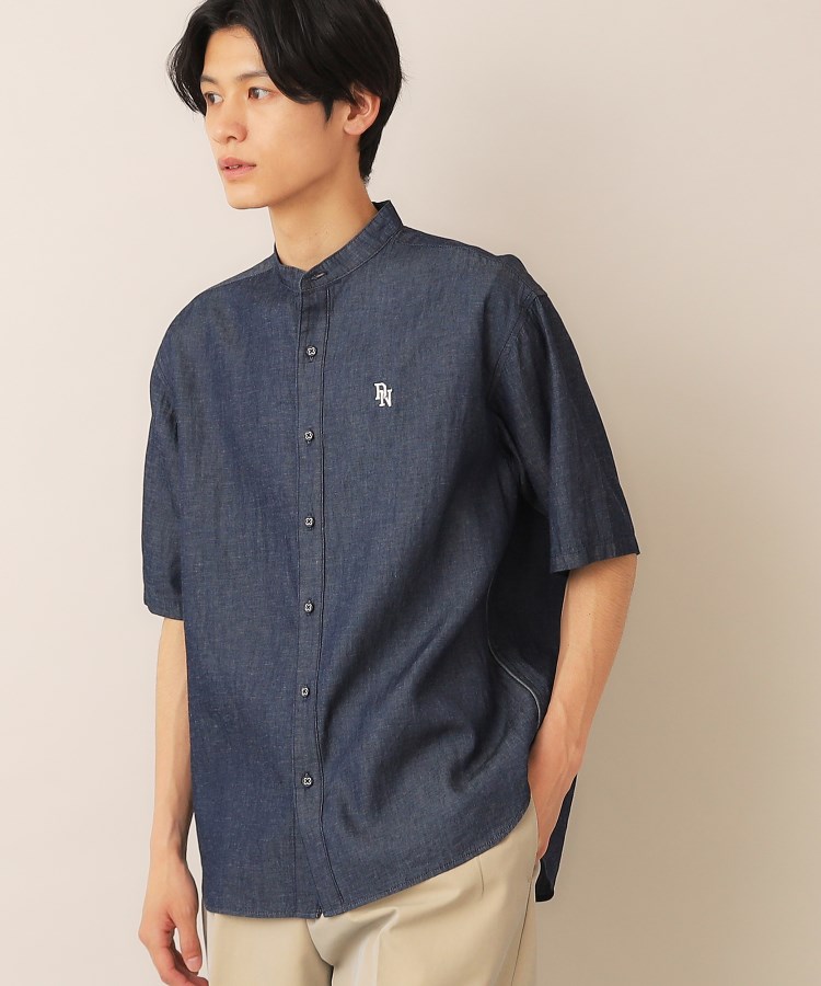 デッサン(メンズ)(Dessin(Men))の綿麻デニムシャツ ネイビー(094)