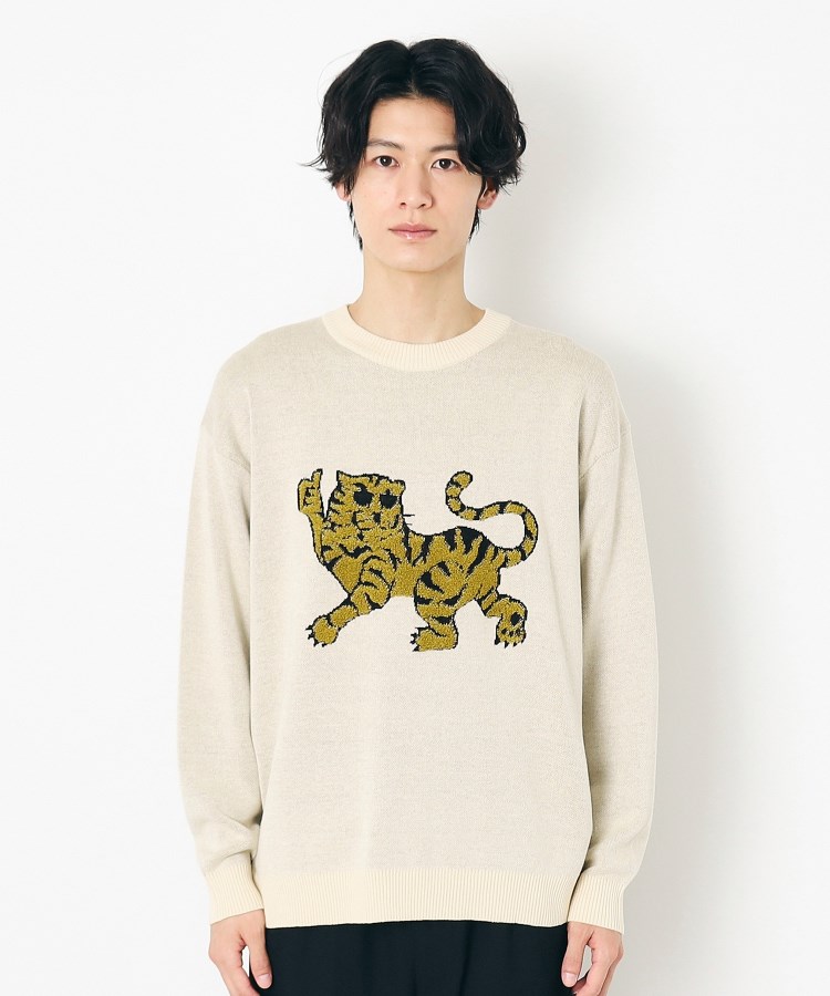 デッサン(メンズ)(Dessin(Men))の【洗える】トラ柄パイル編みニット9