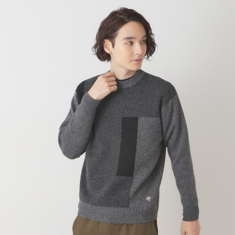 デッサン(メンズ)(Dessin(Men))のブロッキングジャカードニット ニット/セーター
