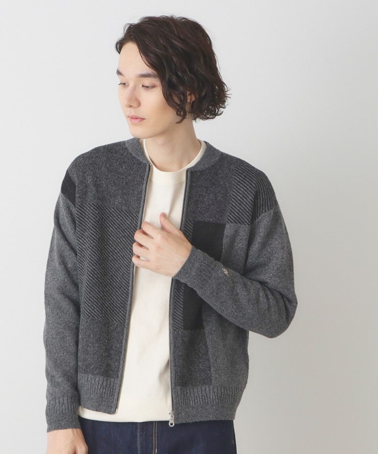 デッサン(メンズ)(Dessin(Men))のブロッキングジップカーディガン1