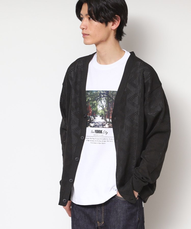 デッサン(メンズ)(Dessin(Men))の【UV・洗える】透け柄ニットカーディガン2