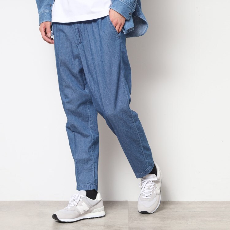デッサン(メンズ)(Dessin(Men))の【ウエストゴム・洗える】綿麻デニムリラックスパンツ 6～9分丈パンツ
