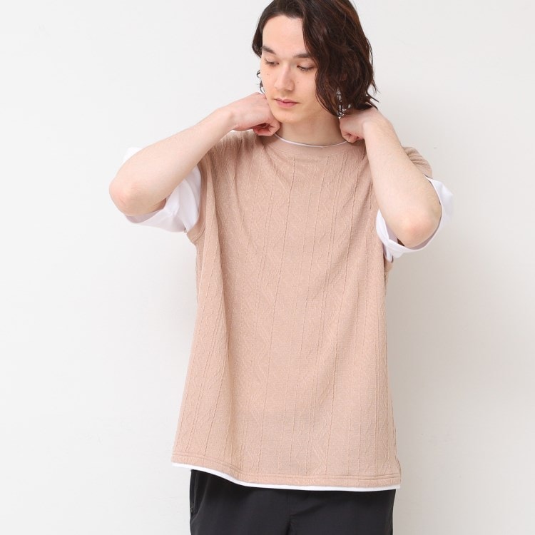 デッサン(メンズ)(Dessin(Men))の【洗える】ベストレイヤードライクTシャツ カットソー