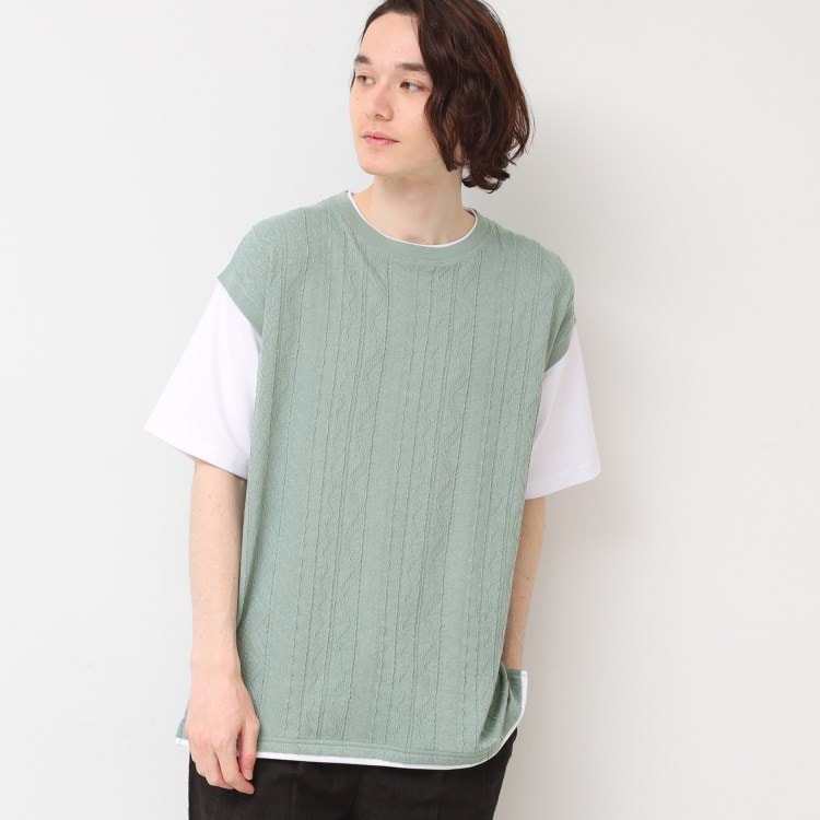 デッサン(メンズ)(Dessin(Men))の【洗える】ベストレイヤードライクTシャツ カットソー