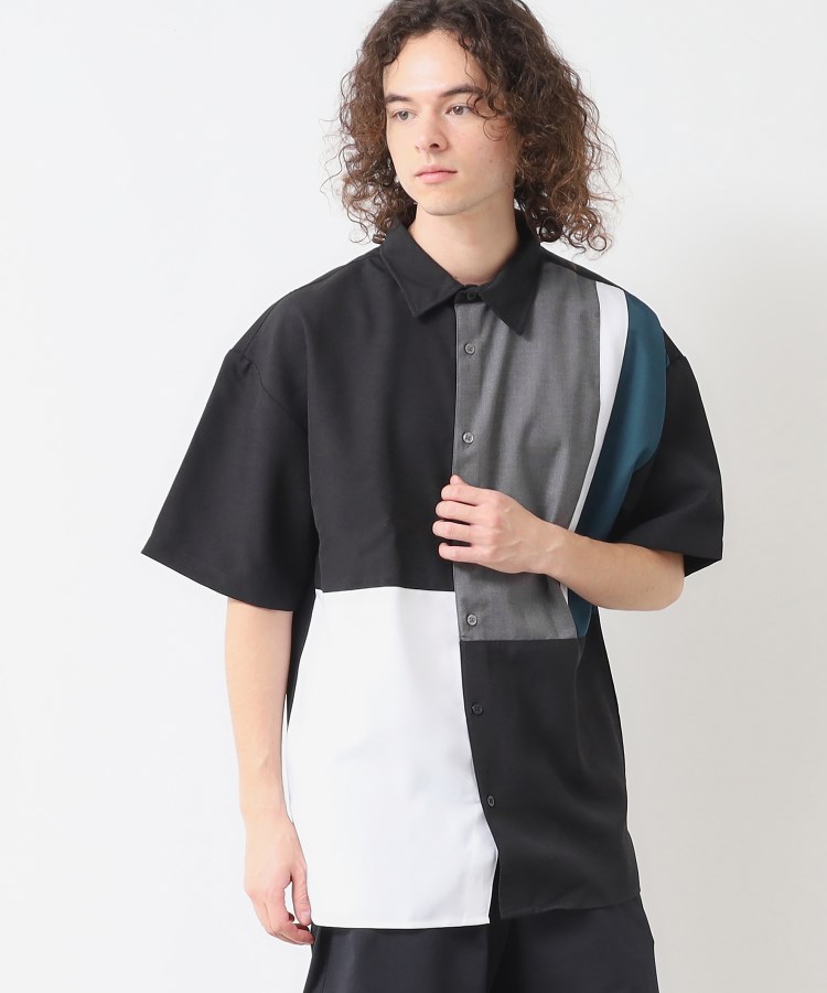 デッサン(メンズ)(Dessin(Men))の【洗える】ブロック切替ハーフスリーブシャツ5