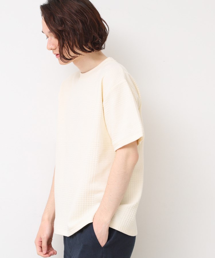 デッサン(メンズ)(Dessin(Men))の【洗える】グレンチェックTシャツ ホワイト(001)