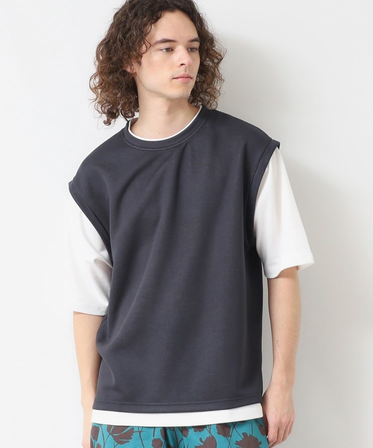 デッサン(メンズ)(Dessin(Men))の【洗える】レイヤードライクTシャツ ネイビー(094)