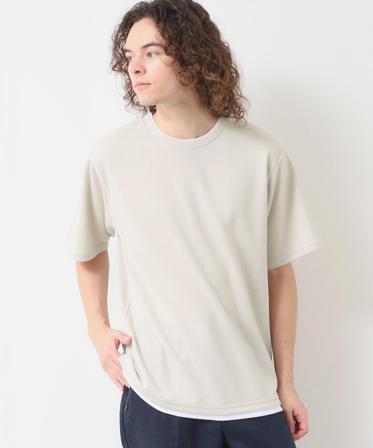 デッサン(メンズ)(Dessin(Men))の【吸水速乾/接触冷感/UV】鹿の子編みTシャツ グレージュ(050)
