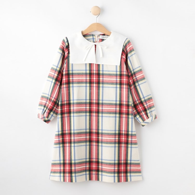 デッサン(キッズ)(Dessin(Kids))の衿付チェックワンピース ミドルワンピース