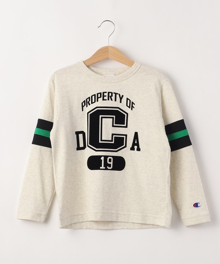 デッサン(キッズ)(Dessin(Kids))のChampion（チャンピオン）フロッキープリントロングスリーブTシャツ ライトベージュ(051)