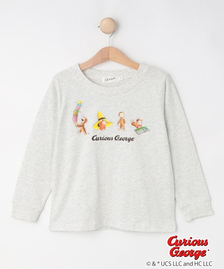 デッサン(キッズ)(Dessin(Kids))の【おさるのジョージコラボ】ロングスリーブTシャツ ライトベージュ(051)