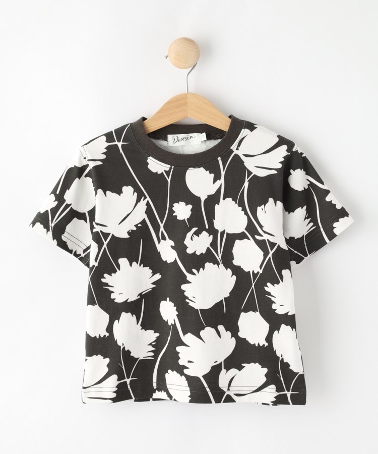 デッサン(キッズ)(Dessin(Kids))の【リンクコーデ】フラワープリントTシャツ ブラック(119)