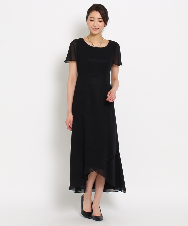 トウキョウソワール(東京ソワール)のEMOTIONALL DRESSES ヘム重ねマキシワンピース ブラック(019)