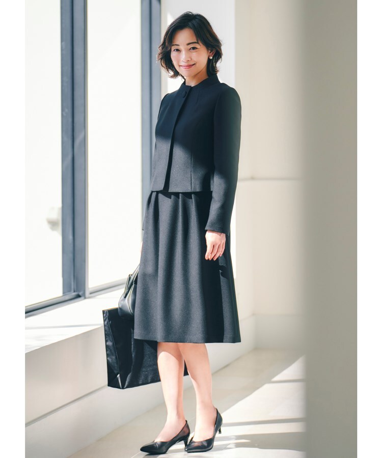 礼服 喪服 ブラックフォーマル Reflect ハイネックアンサンブルワンピース スーツセット World Formal Selection ワールドフォーマルセレクション ワールド オンラインストア World Online Store