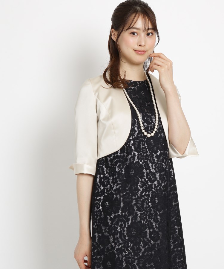 ＜WORLD＞ WORLD FORMAL SELECTION(ワールド フォーマル セレクション) 【結婚式 披露宴 二次会 パーティードレス】EMOTIONALL DRESSES サテンボレロジャケット画像