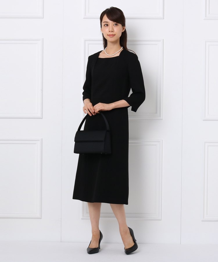 INDIVI ストレッチ素材 サテン切り替えVネックジャケット+