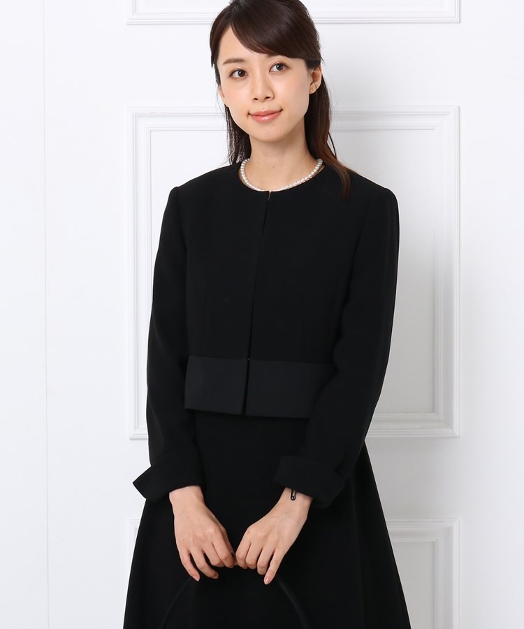 ＜WORLD＞ WORLD FORMAL SELECTION(ワールド フォーマル セレクション) 【礼服・喪服・ブラックフォーマル】【抗菌防臭】INDIVI ウエスト切り替えノーカラージャケット画像