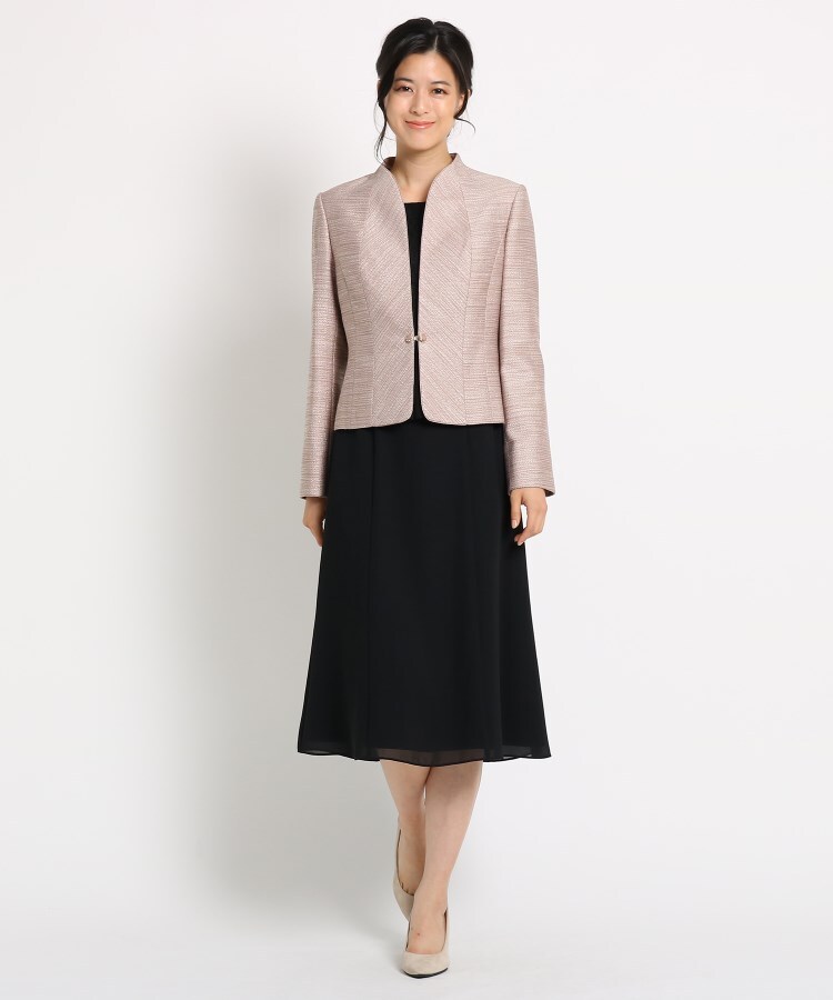 ママスーツ 入学式 スーツ 卒業式 スーツ スタンドカラージャケット レース切り替えワンピース スーツセット World Formal Selection ワールドフォーマルセレクション ワールド オンラインストア World Online Store
