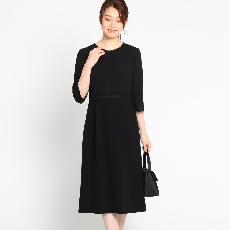 礼服 喪服 ブラックフォーマル Indivi 異素材ミックスノーカラーワンピース ミドルワンピース World Formal Selection ワールドフォーマルセレクション ワールド オンラインストア World Online Store 礼服 喪服 ブラックフォーマル Indivi 異素材ミックスノーカラーワンピース ミドルワンピース World Formal Selection ワールドフォーマルセレクション ワールド オンラインストア World Online Store