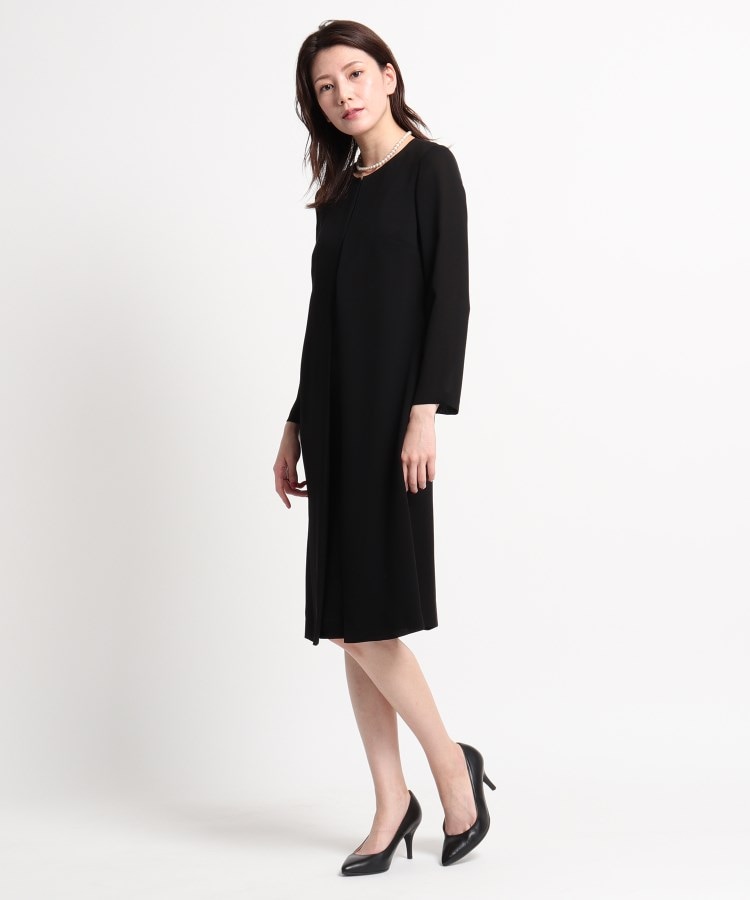 INDIVI ロングジャケット風ミドルワンピース 抗菌防臭加工