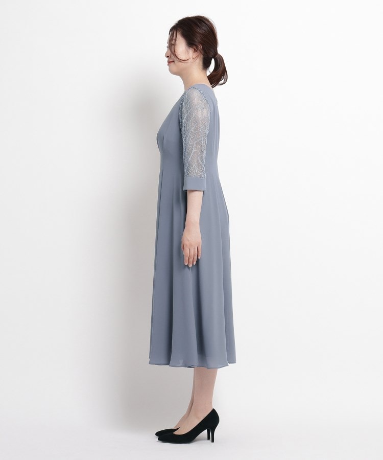 東京ソワール 手洗い可能 袖レースミドルワンピース 【結婚式 東京ソワール 手洗い可能 袖レースミドルワンピース 【結婚式