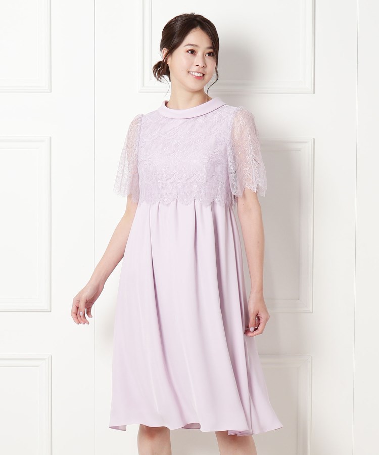 トウキョウソワール(東京ソワール)のEMOTIONALL DRESSES ロールネックワンピースドレス ライトパープル(081)