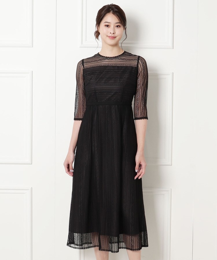 東京ソワール レースセミロングワンピース 【結婚式・ゲスト 東京ソワール レースセミロングワンピース 【結婚式・ゲスト