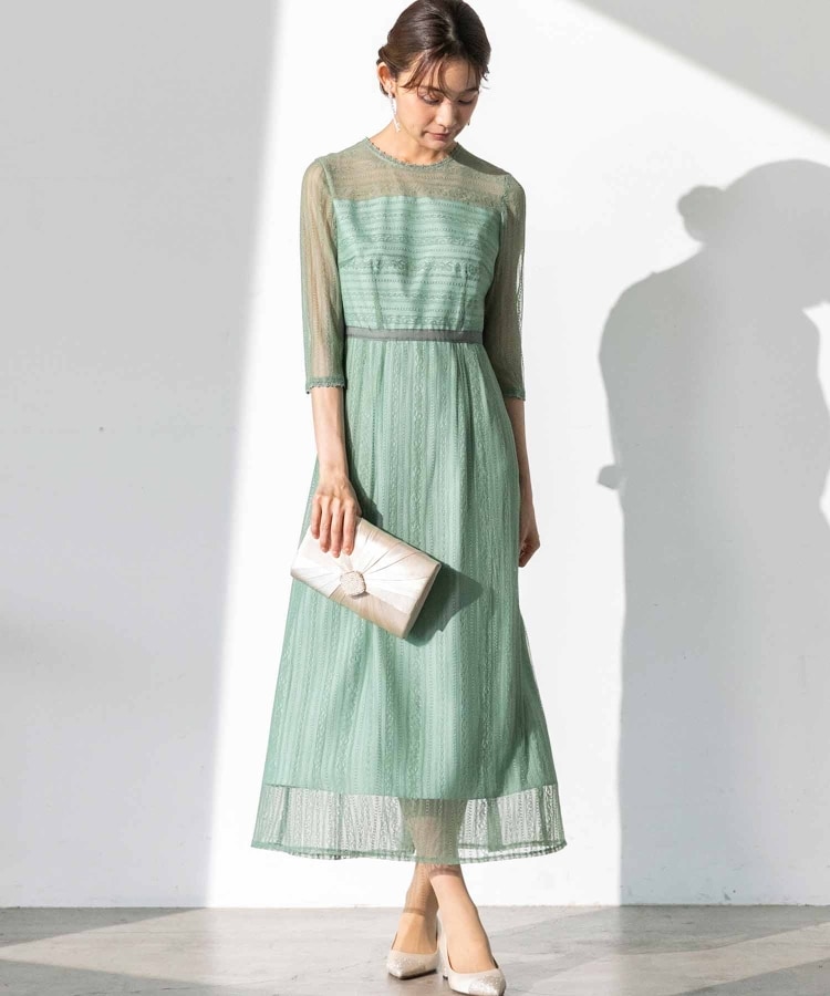 東京ソワール レースセミロングワンピース 【結婚式・ゲスト 東京ソワール レースセミロングワンピース 【結婚式・ゲスト