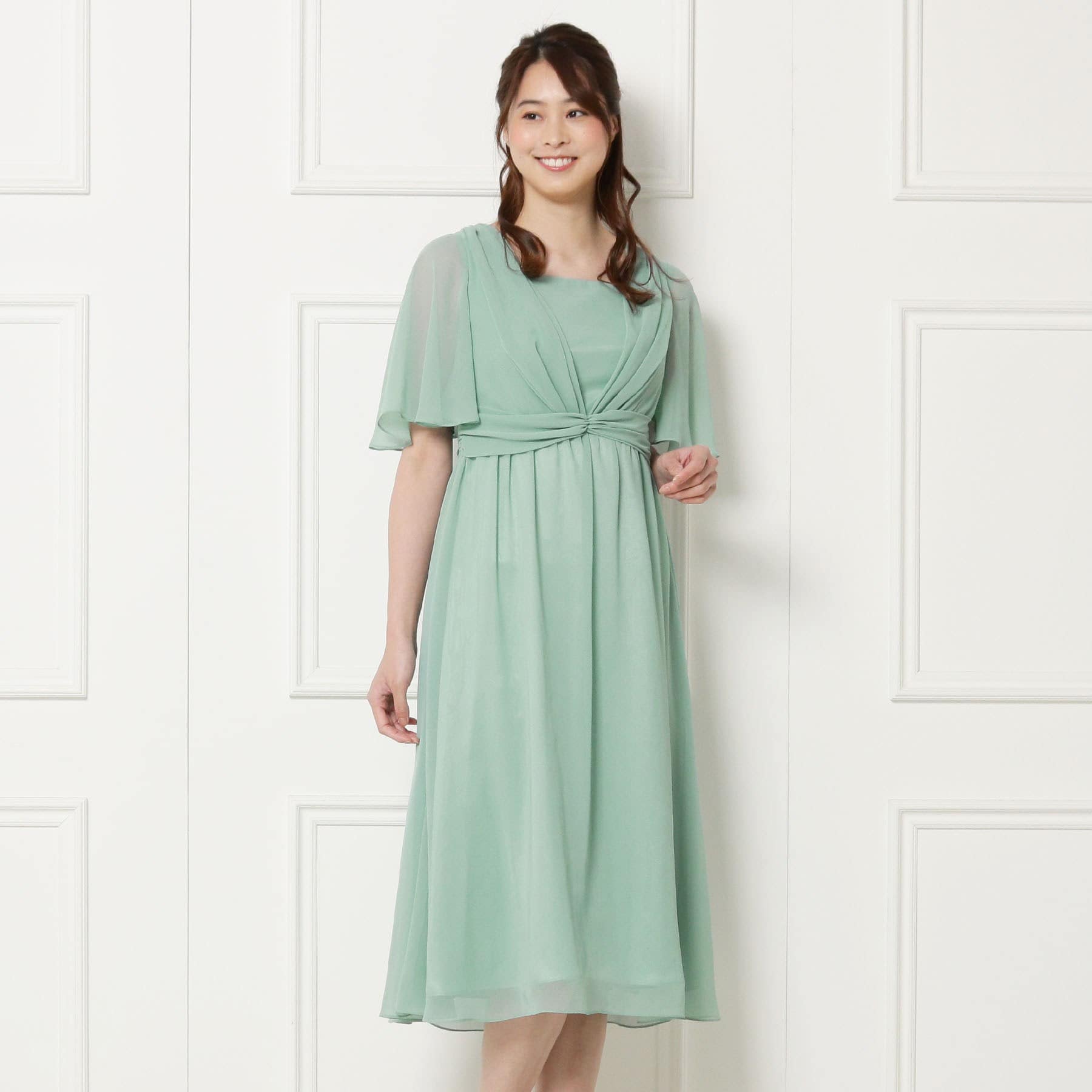 トウキョウソワール(東京ソワール)のEMOTIONALL DRESSES セミロングワンピース グリーン(022)