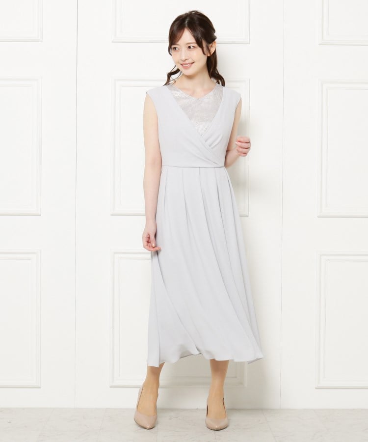 トウキョウソワール(東京ソワール)のEMOTIONAL DRESSES フレアドレスワンピース グレー(012)