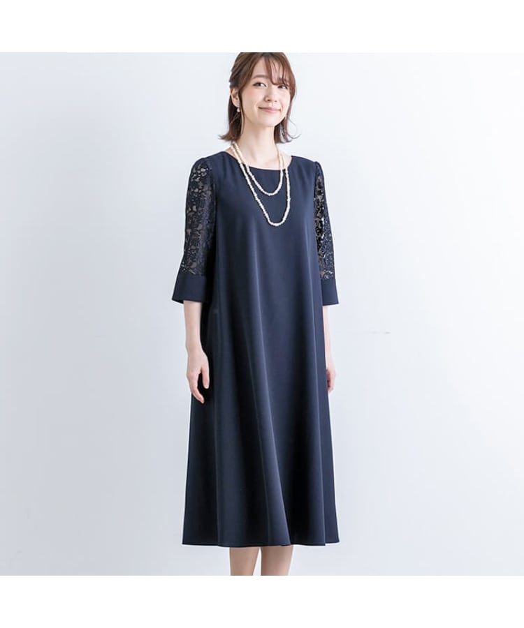 ＜WORLD＞ WORLD FORMAL SELECTION(ワールド フォーマル セレクション) EMOTIONALL DRESSESE レース袖フレアシルエットワンピース画像