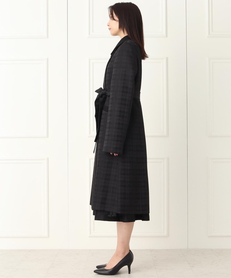 INDIVI チェック柄ジャカードステンカラーコート 【喪服・礼服 INDIVI チェック柄ジャカードステンカラーコート 【喪服・礼服