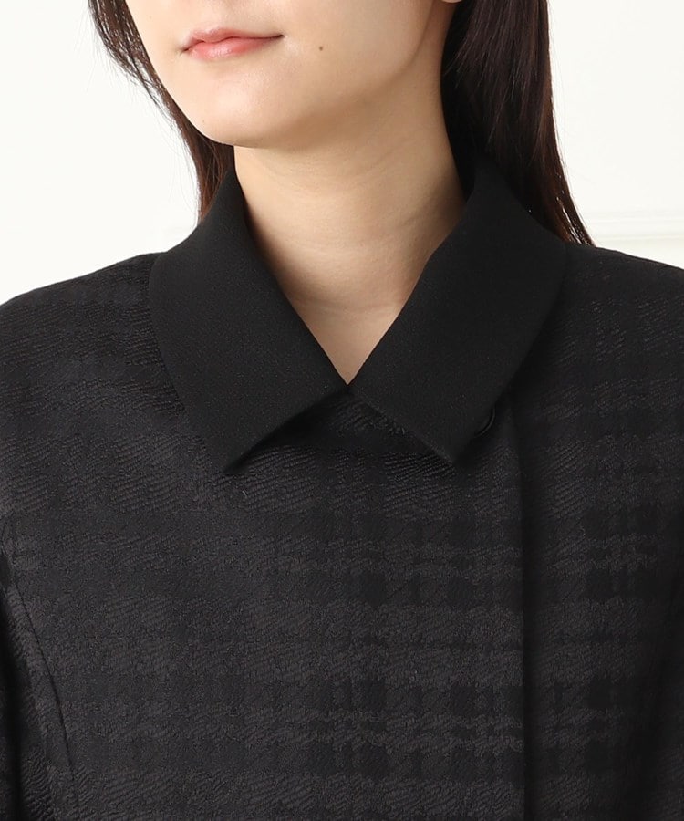 INDIVI チェック柄ジャカードステンカラーコート 【喪服・礼服 INDIVI チェック柄ジャカードステンカラーコート 【喪服・礼服