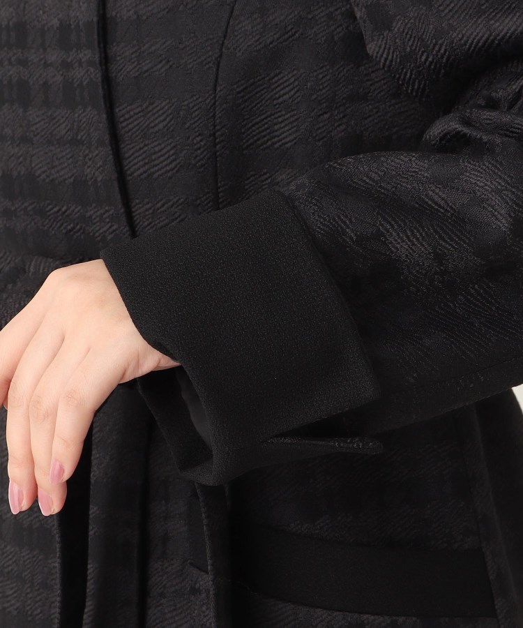 INDIVI チェック柄ジャカードステンカラーコート 【喪服・礼服 INDIVI チェック柄ジャカードステンカラーコート 【喪服・礼服