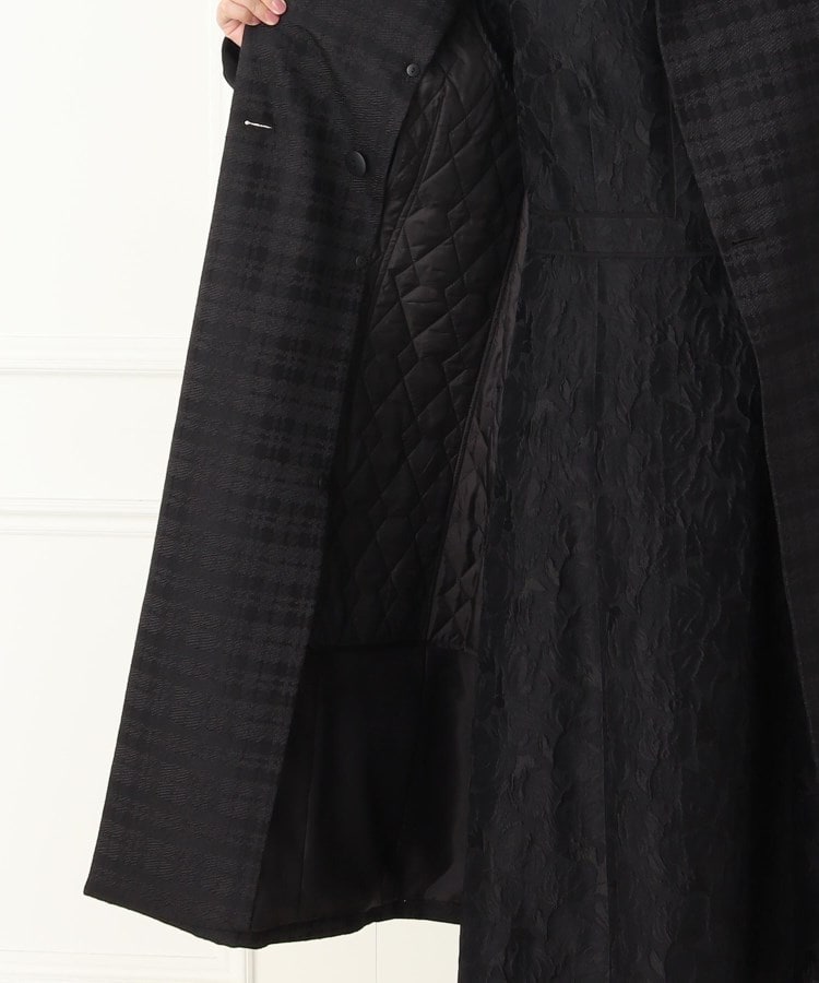 INDIVI チェック柄ジャカードステンカラーコート 【喪服・礼服 INDIVI チェック柄ジャカードステンカラーコート 【喪服・礼服