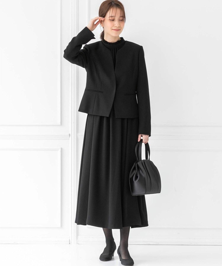 東京ソワール 「design black」ギャザーワンピースのアンサンブル 【喪服・礼服・ブラックフォーマル】