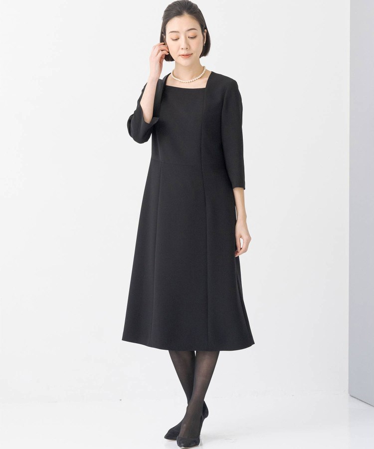 INDIVI Vネックジャケット＋前開きワンピース 2点セット 【喪服