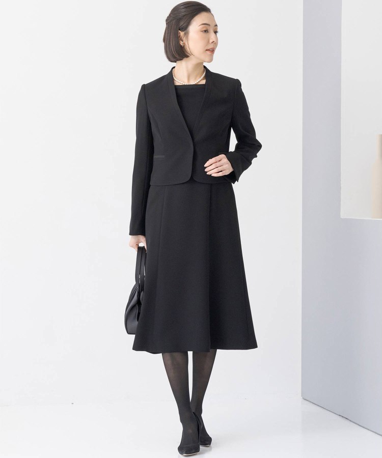 INDIVI ジャケット+前開きロングワンピース 2点セット 【喪服 INDIVI ジャケット+前開きロングワンピース 2点セット 【喪服
