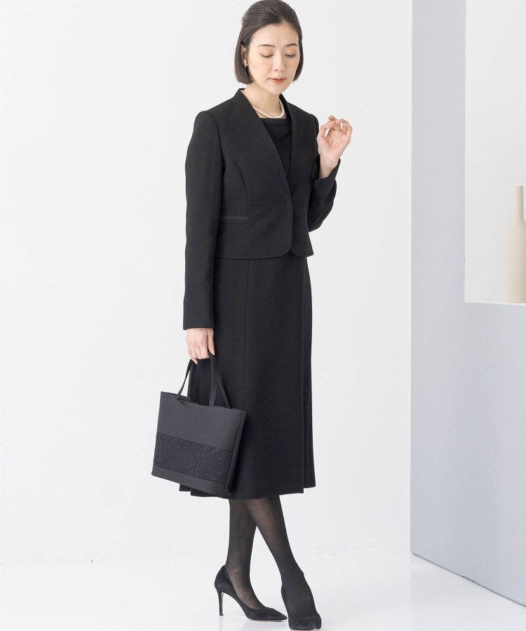 INDIVI ジャケット+前開きロングワンピース 2点セット 【喪服 INDIVI ジャケット+前開きロングワンピース 2点セット 【喪服