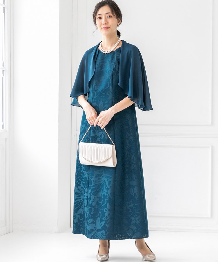 東京ソワール 前開き ケープ付き前開きのロングドレス【結婚式 東京ソワール 前開き ケープ付き前開きのロングドレス【結婚式