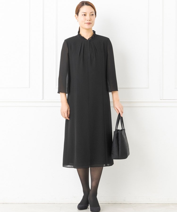 トウキョウソワール(東京ソワール)の【撥水加工】バラ柄ジャカードトートバッグ【喪服・礼服・ブラックフォーマル・セレモニー・学校行事】10