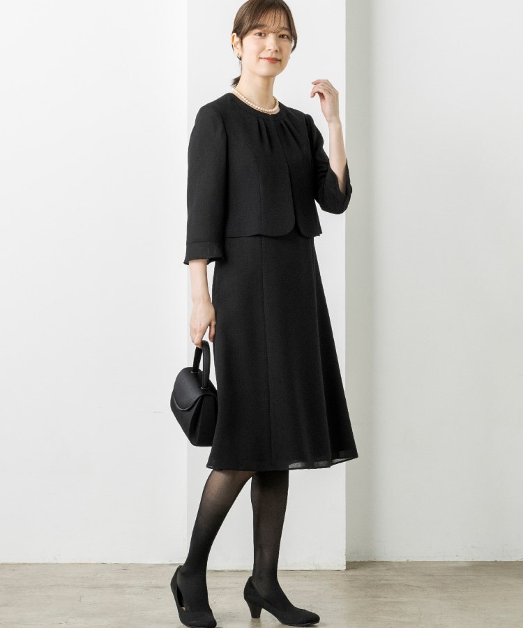 トウキョウソワール(東京ソワール)の【洗える】2ピース風前開きワンピース【喪服・礼服・ブラックフォーマル】3