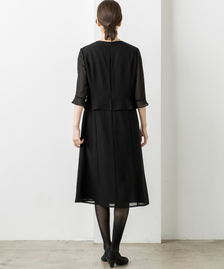 トウキョウソワール(東京ソワール)の【洗える】ペプラム付きジョーゼットワンピース【喪服・礼服・ブラックフォーマル】8