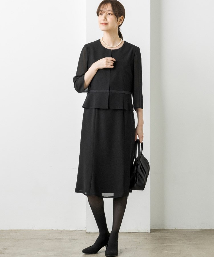 トウキョウソワール(東京ソワール)の【洗える】ノーカラージャケットデザイン前開きワンピース【喪服・礼服・ブラックフォーマル】4