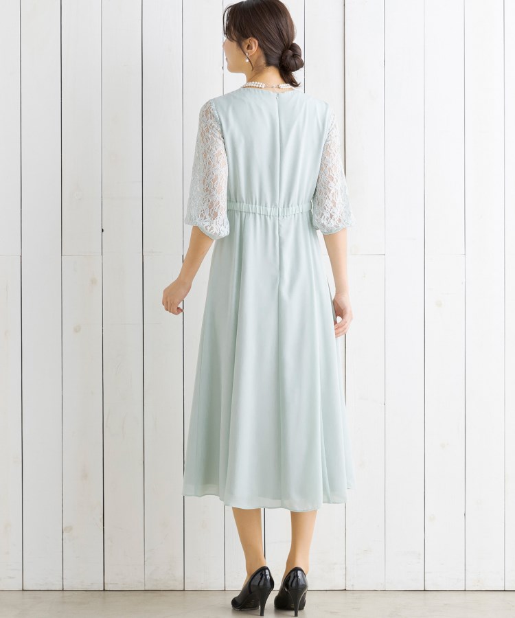 トウキョウソワール(東京ソワール)の袖レースのウエストタックワンピース【結婚式・ゲストドレス・入学式・卒業式・七五三・学校行事】5