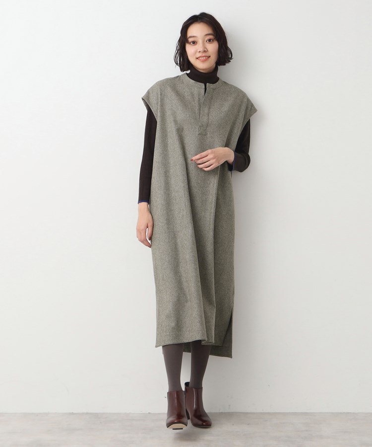 デッサン(レディース)(Dessin(Ladies))の◆Le glazik（ルグラジック）フランネル スキッパーワンピース カーキ(027)