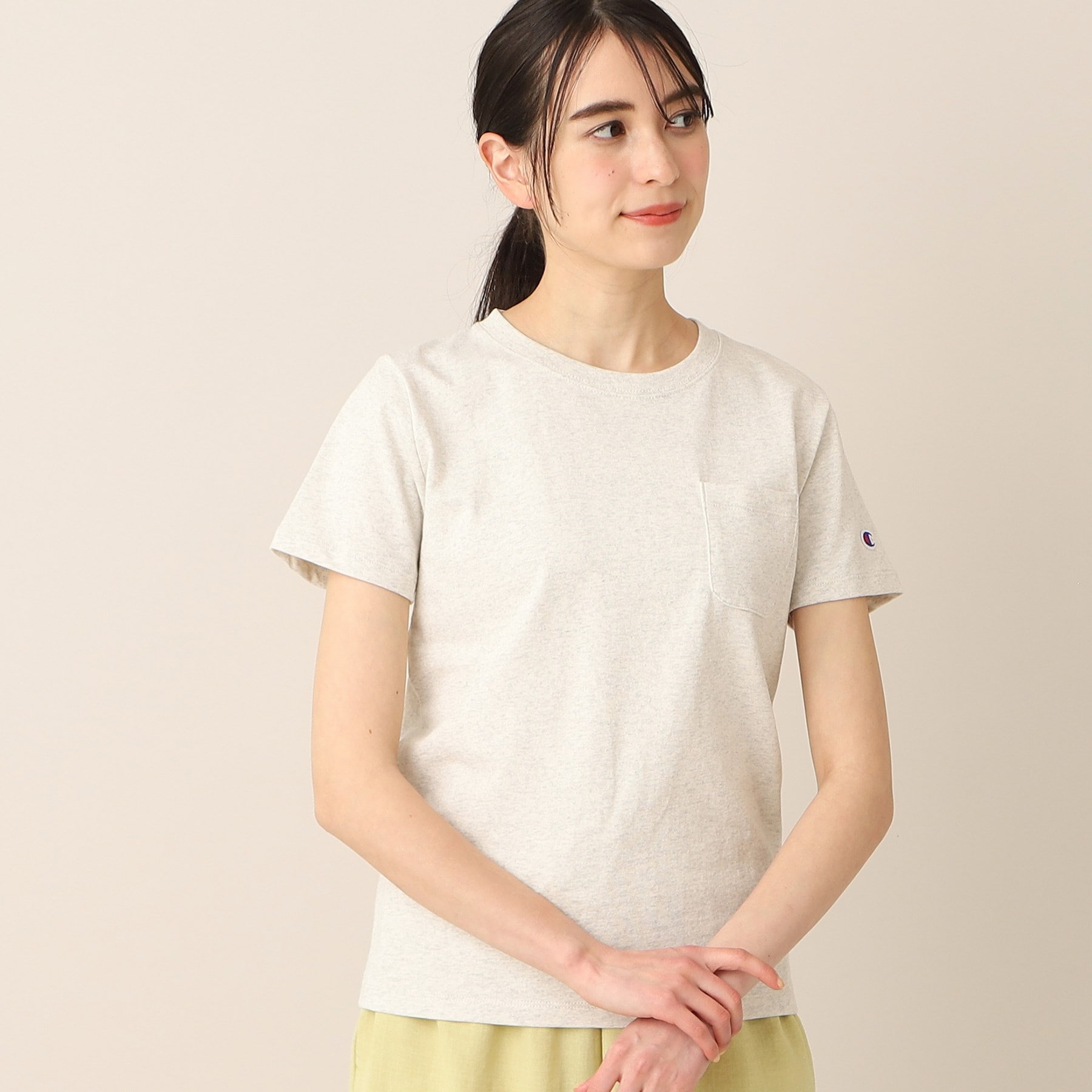 デッサン(レディース)(Dessin(Ladies))の◆Champion（チャンピオン）ショートスリーブポケットTシャツ ライトベージュ(051)