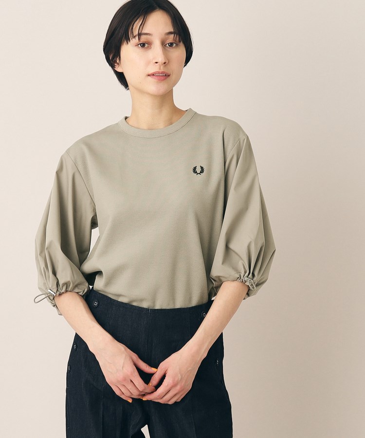 デッサン(レディース)(Dessin(Ladies))の◆FRED PERRY（フレッドペリー）異素材ドッキングTシャツ オリーブグリーン(026)