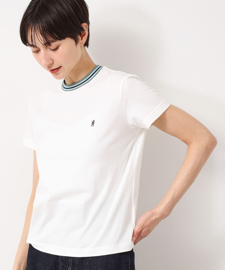 デッサン(レディース)(Dessin(Ladies))の◆Gymphlex(ジムフレックス) ラインリブTシャツ ホワイト(001)